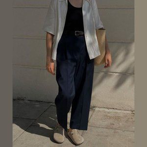 Sandro Tailored Wool Pants, Navy